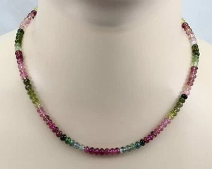 Tourmaline Necklace Tourmaline Rondelle In All Colours 45cm Long - Picture 1 of 2