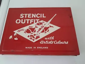 Vintage Stencil Outfit Tin with Artists Colours & Stencils, England VG condition - Picture 1 of 15