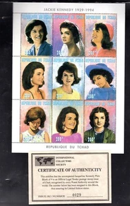 CHAD #694 1964 JACKIE KENNEDY MINT VF NH O.G SHT9 W/CERT. bb - Picture 1 of 1
