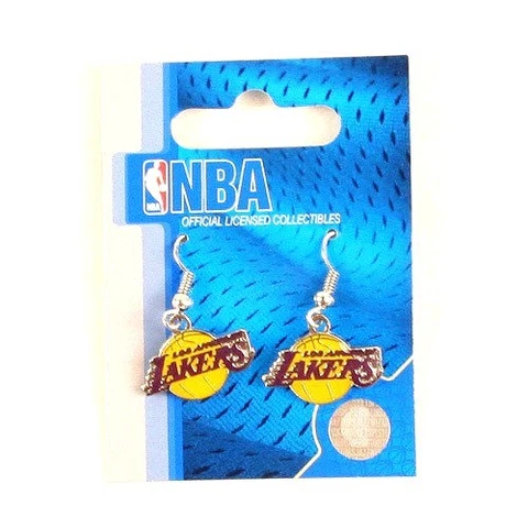 LOS ANGELES LAKERS EARRINGS NBA DANGLE WITH TEAM LOGO HYPO-ALLERGENIC NEW Cover