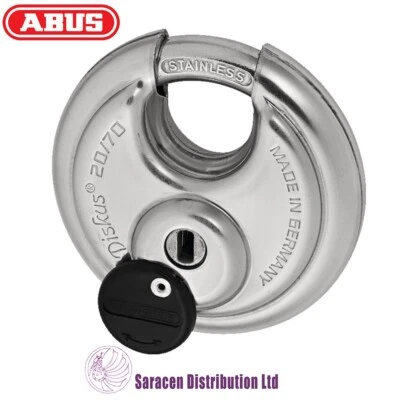 ABUS DISKUS PADLOCK STAINLESS STEEL SHACKLE HIGH SECURITY, 70mm - 20/70 - Image 1 of 3