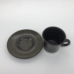 Vintage Franciscan Madeira Cup + Saucer Floral Green Brown MCM - Picture 1 of 7