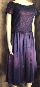 Vtg Halloween Purple Corset Dress Lace Satin Handmade Costume *Measurements Sz S - Picture 1 of 11