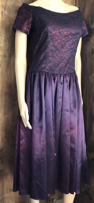 Vtg Halloween Purple Corset Dress Lace Satin Handmade Costume *Measurements Sz S - Image 1 of 4