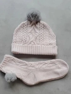 Ted Baker " Raisa " Nude-Pink Knitted Pom Pom Hat And Sock Set New With Tags - Picture 1 of 10