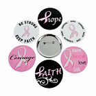12  Pink Ribbon Buttons 3" Assorted Sayings Breast Cancer Awareness