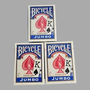 3 Decks Bicycle Jumbo Face Standard Size Playing Cards Blue Backs Made in USA - Picture 1 of 6
