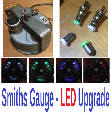 ✅ 2 x Modern Bulb Holders + White LED For Smiths Gauge ✅ What An Improvement ;-) - Image 1 of 4