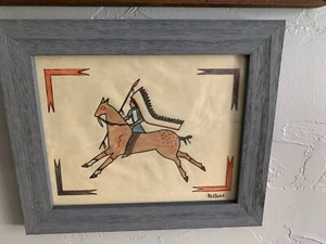 BEAUTIFUL UNIQUE SIGNED FRAMED LARRY REDBONE PICTURE WITH FREE SHIPPING - Picture 1 of 5