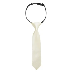 Ivory Boys Elastic Tie Satin Solid Plain Wedding Pre-Tied 0-2 Yrs by DQT - Picture 1 of 3