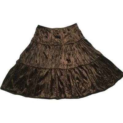 Xhilaration Girls Vintage 90s Velour Tiered Peasant Skirt Size L 10/12 Brown - Image 1 of 4