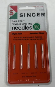Vintage Singer Ball Point Sewing Machine Needles Style 2021 Assorted Sizes C-423 - Picture 1 of 2