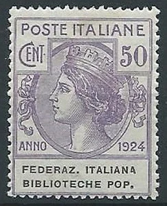 1924 REGNO PARASTATALI BIBLIOTECHE POP. 50 CENT MNH ** - ED422-2 - Picture 1 of 1