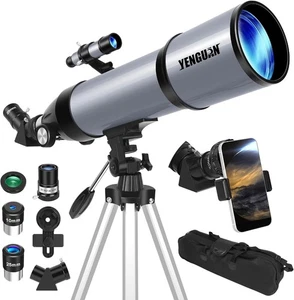 Telescope for Adults High Powered, 80mm Aperture 600mm Telescopes, Gray - Picture 1 of 7