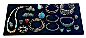 Vintage Silber Türkis Navajo Indianer Indianer Mexiko gemischt Schmuck Konvolut - Bild 1 von 24