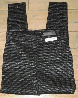 ✿NEW Ladies DOROTHY PERKINS black silver stretch glitter skinny trousers size12✿ - Image 1 of 4