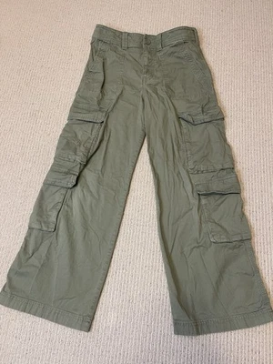 Брюки-карго Abercrombie детские для девочек широкие зеленые 13/14 короткие регулируемая талия - Изображение 1 из 4