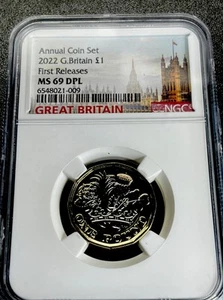 2022 GREAT BRITAIN NGC MS 69 DPL ONE POUND DEEP PROOF LIKE 12 SIDED BI-METAL A++ - Picture 1 of 2