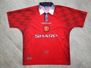 Autentica maglia calcio Umbro L Manchester United uomo 1996-98 kit affilato - Foto 1 di 18