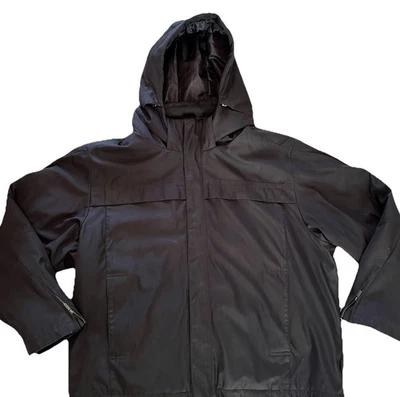 Calvin Klein Jacket Men XXL Black Hooded Wind / Water Resistant Shell Pockets - Image 1 of 4