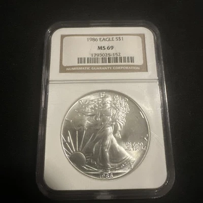 1996 $1 American Silver Eagle .999 NGC MS69, Lowest Mintage Pulled From Storage  - Image 1 of 4