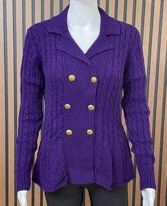 Lauren Ralph Lauren Women's S Purple Sweater Cardigan Cable Knit Lady Jacket - Picture 1 of 11