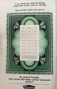 1965 Print Advertisement  B.F. Goodrich Truck Tire Tread Price Guide Original - Picture 1 of 1