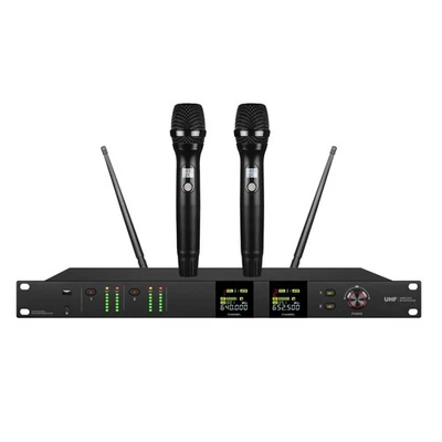 Brand New UHF Dual Channel Wireless Handheld Vocal Microphone mic System Black - Image 1 of 2
