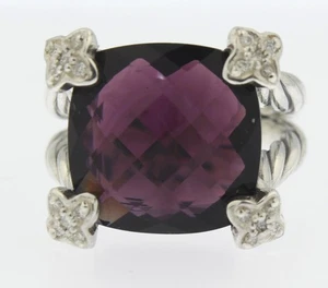 David Yurman Cushion On Point 16mm Amethyst & Diamond Ring Size 6 w/ Pouch - Picture 1 of 5