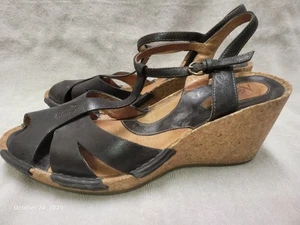 Clarks Artisan Collection schwarze Damen-Keilsandalen Kork 8 m gebraucht, in einwandfreiem Zustand - Bild 1 von 6
