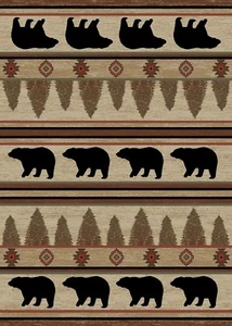 Juego a juego de alfombras runner lodge cabaña pata de oso marrón beige - Imagen 1 de 5