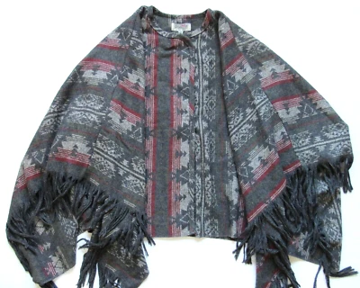 Ecote Urban Outfitters Aztec Print Blanket Poncho Wrap O/S One Size S M L XL 2XL - Image 1 of 4