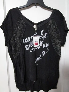 NWT Women's FREE PEOPLE Black SWING "Living" Embellished Shirt Size S - MSRP $98 - Picture 1 of 4