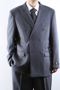 MENS SUPERIOR 150S P/R WOOL FEEL DOUBLE BREASTED GRAY SUIT SML-60522S-GRE