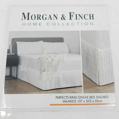 [ MORGAN & FINCH ] White Tailored King Single Valance 107x203x33cm NEW  - image 1 of 4
