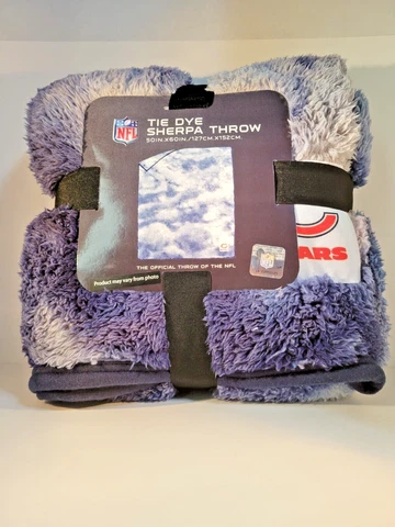 NFL Tie Dye Sherpa Throw Chicago Bears  Official Throw of The NFL 50in X 60in Cover