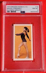 Tarjeta Nadia Comaneci PSA casi nueva - como nueva 8 grandes gimnasta olímpica 1979 Brooke Bond & Co - Imagen 1 de 2