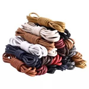 Waxed Thin Round Shoelaces Dress Wax Cord Laces Brogues Shoes Men Women 1PAIR - Picture 1 of 32
