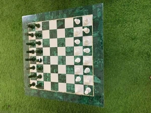 24" Luxury Malachite Stone Chess Board: A Luxurious Addition to Your Game Room - Picture 1 of 8