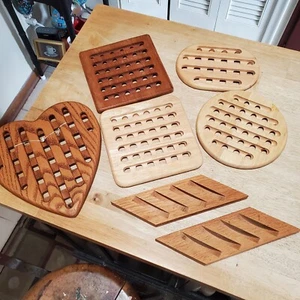 Vintage Teak Wood Lattice Trivet (Set of 7!) - Picture 1 of 8