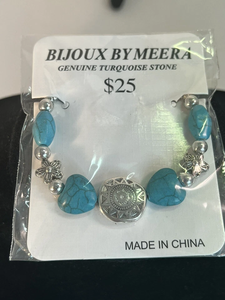 Bijoux by Meera Genuine Turquoise and Silver Bracelet