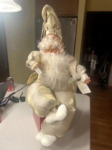 Royal Elferie große Plüsch vergoldet Noel Santa Elfe Puppe Regal Sitter ca. 25"T LED - Bild 1 von 10
