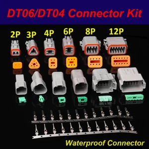 DT06/DT04 Kit 2Pin/3P/4P/6P/8P/12Pin Waterproof Electrical Connector Socket Plug - Picture 1 of 24