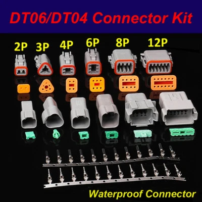 DT06/DT04 Kit 2Pin/3P/4P/6P/8P/12Pin Waterproof Electrical Connector Socket Plug - Image 1 of 4