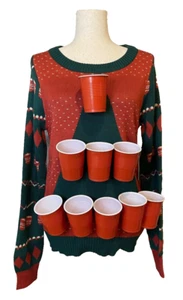 Tipsy Elves Beer Pong Trinkspiel Xmas Cheer Pullover Damen Gr. M NEU Urlaub - Bild 1 von 20
