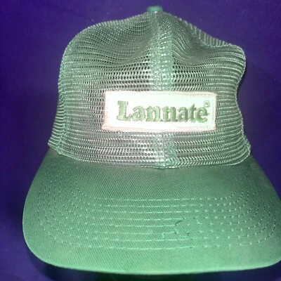 Gorra de trabajo vintage Lannate verde a presión trasera marca K camionero sombrero Foto 1 de 4