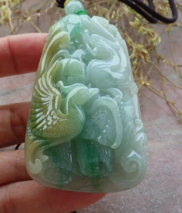 Certified Yellow Burma Natural A Jade jadeite Pendant Dragon Phoenix 龙凤 643126 - Picture 1 of 10