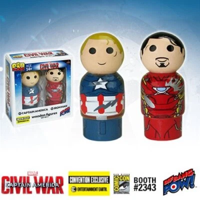 Paquete de 2 figuras de madera Pin Mate Capitán América Guerra Civil Bif Bang Pow 05154 Foto 1 de 4