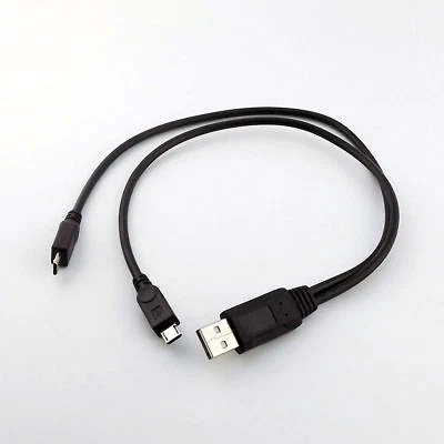 USB 2.0 A Male to Dual Micro USB Male Plug Y Splitter Adapter Data Charge Cable - Image 1 of 4