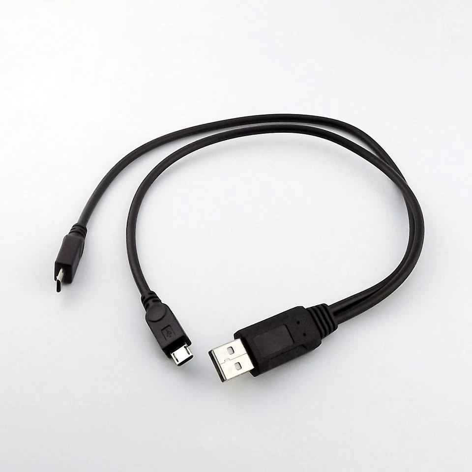 USB 2.0 A Male to Dual Micro USB Male Plug Y Splitter Adapter Data Charge Cable - Image 1 of 1